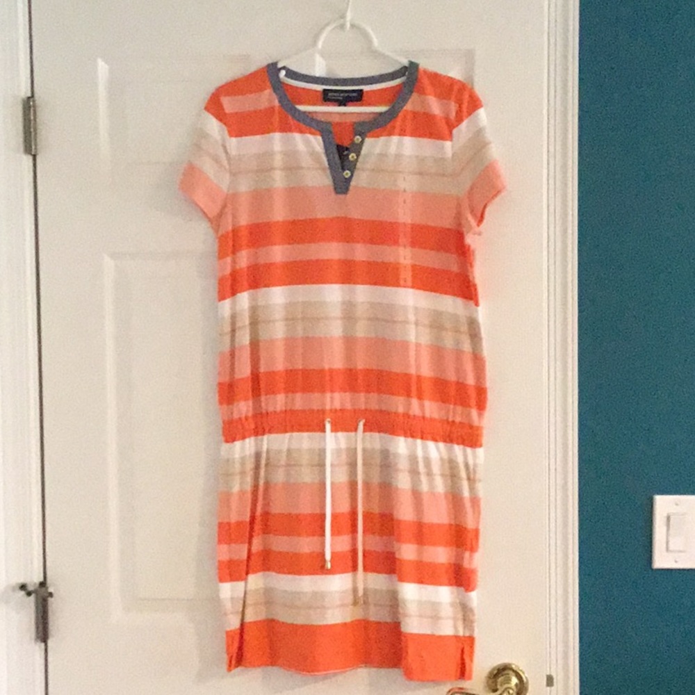 NWT Jones NY striped cotton short sleeve dress